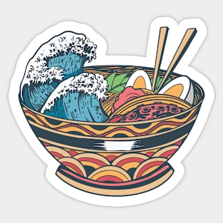 Ocean Waves In Ramen Bowl Sticker